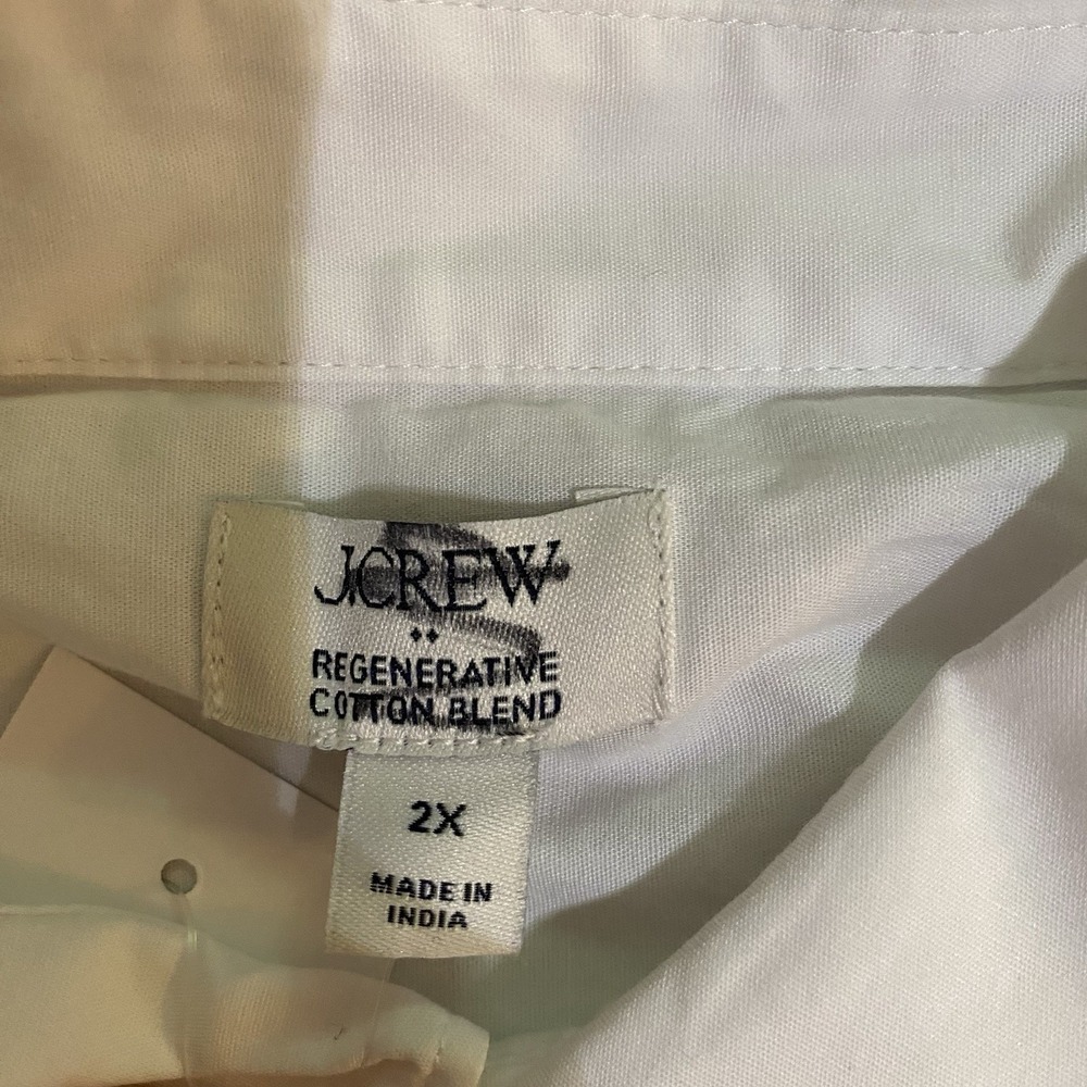 J Crew Factory NWT Jeweled Bow Button Up Shirt White Cotton 2x Festive Holiday - Picture 5 of 9